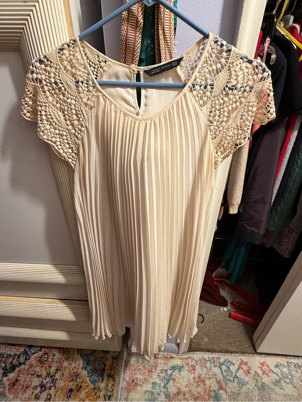 Zara Pleated CreamDress